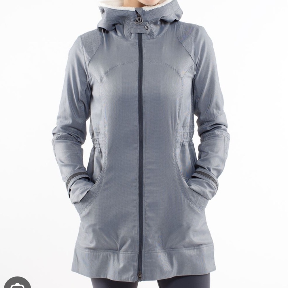Lululemon Apres Run Anorak Ghost Heathered Coal Herringbone size 6 SMALL